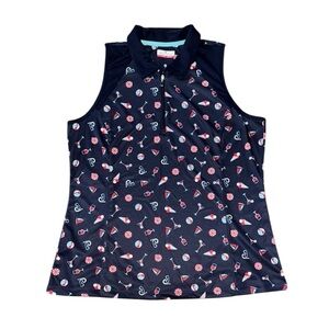 Grand Slam Blue and Red Sleeveless Polo Tank Top-GOLF